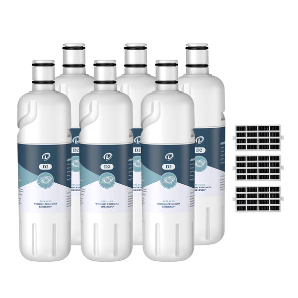 EDR2RXD1 W10413645A 9082 Refrigerator Water Filter with Air Filter by DFilters 6pk